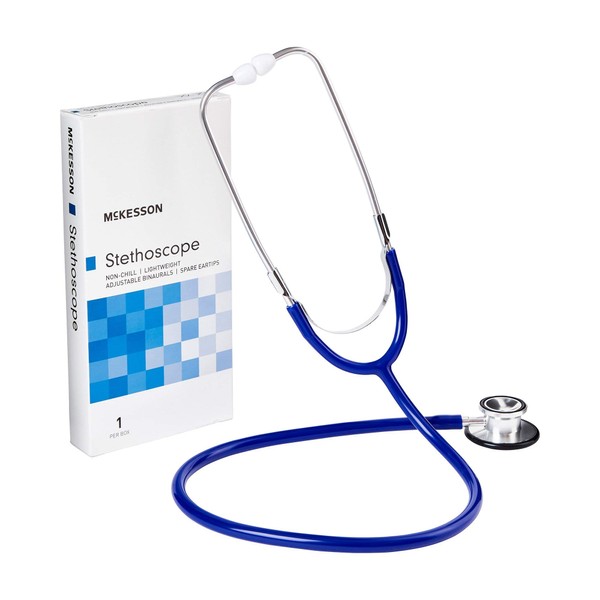 McKesson Stethoscope, Lightweight, Double-Sided Chestpiece, Adjustable Binaurals, Royal Blue, 22 in, 1 Count