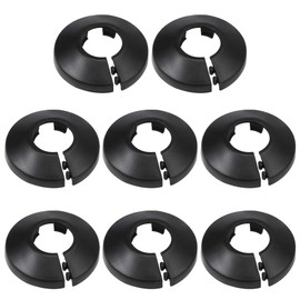 sourcing map 20mm Pipe Cover Decoration PP Plastic Water Pipe Escutcheon Black 8pcs