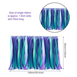 WANDIC Ribbon Tassel Garland, Mermaid Fabric Banner Backdrop Bunting Hanging Decoration for Baby shower, Weddings, Birthday, Anniversary, Graduation Party Decor