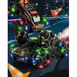 Chandler RC Car Rechargeable USB 6 Wheels Drive Smoke Light Dual Grip Remote Control Hand Gesture Sensor an Off Road Climbing Drift Stunt 360 Degree Rotating Flipping Back Car JC03 (Green)