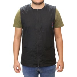 Generic Professional Barber Jackets for Men Women Barber Smock Barber Shirt Hairdresser Smocks Hair Stylist Salon Smock Barber Vest (BLACK, MEDIUM)