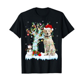 Xmas Tree Decoration Lights Labrador Retriever Dog Christmas Men Women Kids T-Shirt
