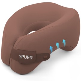 2in1 Ergonomic Memory Foam Travel Neck Pillow – Travel Pillow for All Sleep Positions on Flights, Road Trips, and Long Distance Travel with Drawstring Bag (Adjustable Velcro-Coffee)