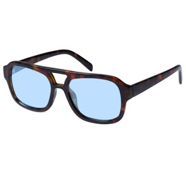 mosanana Retro Square Aviator Sunglasses for Women 70s Vintage Trendy Cute Narrow Small Face rectangle Tortoise Frame Blue Lens MS52362