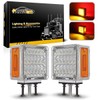 Partsam 2X Square Double Face LED Pedestal Light Cab Fender