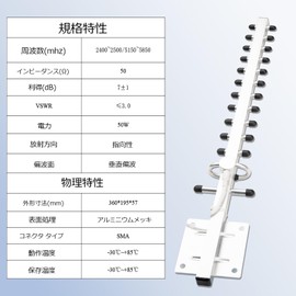BOOBRIE 2.4GHz/5.8GHz 八木アンテナ 8dBi 高利得 屋外用 WiFIアンテナRPSMAメスコネクタ13素子 指向性 無線監視／無線バックホール／通信システム