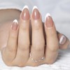 AUBSS Press On Nails Short Almond, White French Tip with