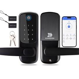 SIANNHOA Deadbolt Smart Lock-Keyless Entry Door Lock with Handle Fingerprint Sensor, Keypad, Door Handle,Deadbolt - Home Security Electronic Smart Locks for Front Door, Smart Passcode Lock,Black