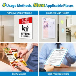 VAIIGO 20 Pack Wall Sign Holder 8.5x11 Magnetic Plastic Sign Holder with Magnetic and Adhesive Tapes, Adhesive Clear Display Sign Frame for Fridge, Metal, Wall, Door, Document Protectors Holders