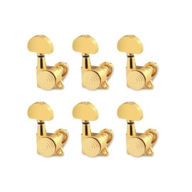 Rubatone Locking Guitar String Tuning Pegs Sealed Machine Heads Tuners Tuning Keys 6 In Line for Right Handed Electric Guitar or Acoustic Guitar Half Round Head Gold.