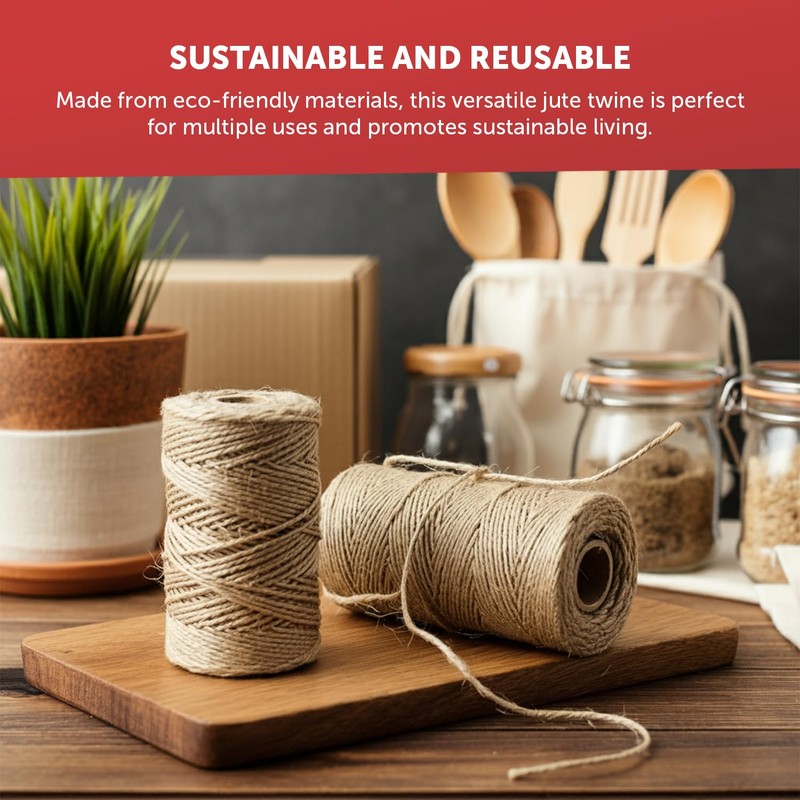 Merrimen Biodegradable Jute Christmas Wrapping Twine – 3 Rolls of