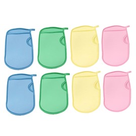 Beavorty 8pcs Exfoliating Bath Mittens for Boys and Girls Gentle Skin Scrubbing Gloves for Back Washing and Dead Skin Removal Soft Sponge Material for Travel