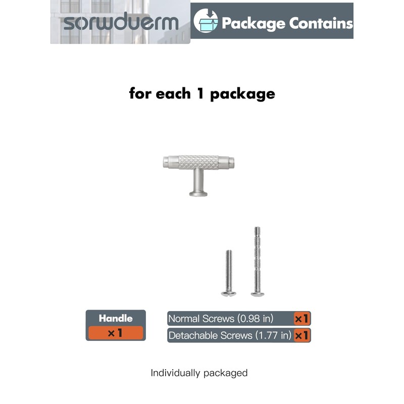 SORWDUERM 10 Pack Brushed Nickel Knurled Cabinet Knobs 2 inch(50mm)