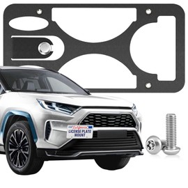 Heavy Duty Front License Plate Frame Compatible with Toyota RAV4 2013-2018, No Drill Tow Hook Mount, Anti-Theft License Plate Holders Bracket, Rust-Proof, Weather & Rattle Proof Car Accessories