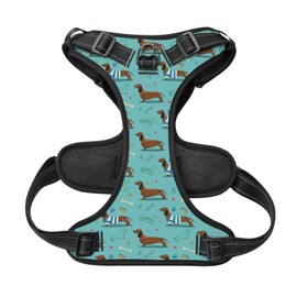Cute Dachshund No Pull Dog Harness Adjustable Soft Padded Pet Vest with Easy Control Handle Medium