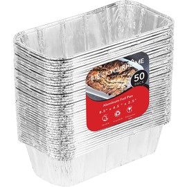 Stock Your Home 2 Lb Aluminum Foil Mini Loaf Pans (50 Pack) Disposable Small Loaf Pan – 2 Pound Baking Tin Liners, Perfect to Bake Cakes, Bread Loaves, and Meat - 8.5 x 4.5 x 2.5