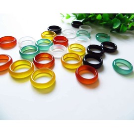 COLORFUL BLING 4pcs Green Chinese Jade Band Rings Set Gemstone Eternity Stackable Ring for Women Minimalist Birthstone Jewelry