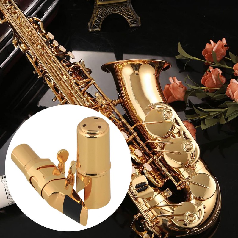 Yibuy Golden Brass #7 B Flat Tenor Saxophone Mouthpiece Kit