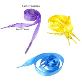 Honbay 10 Pairs of Flat Colorful Silk Satin Ribbon Shoelaces Wide Shoelaces Fashion Shoe Laces Soft Casual Shoe Strings, A, Medium