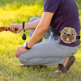 Dog Treat Pouch - Dog Treat Bag with Magnetic Closure | Training Clicker and Poop Bags with Adjustable Belt Reward Pocket | Silicone Leak-Proof Cat Treat Dog Shape Trainer Bag for Walk Training