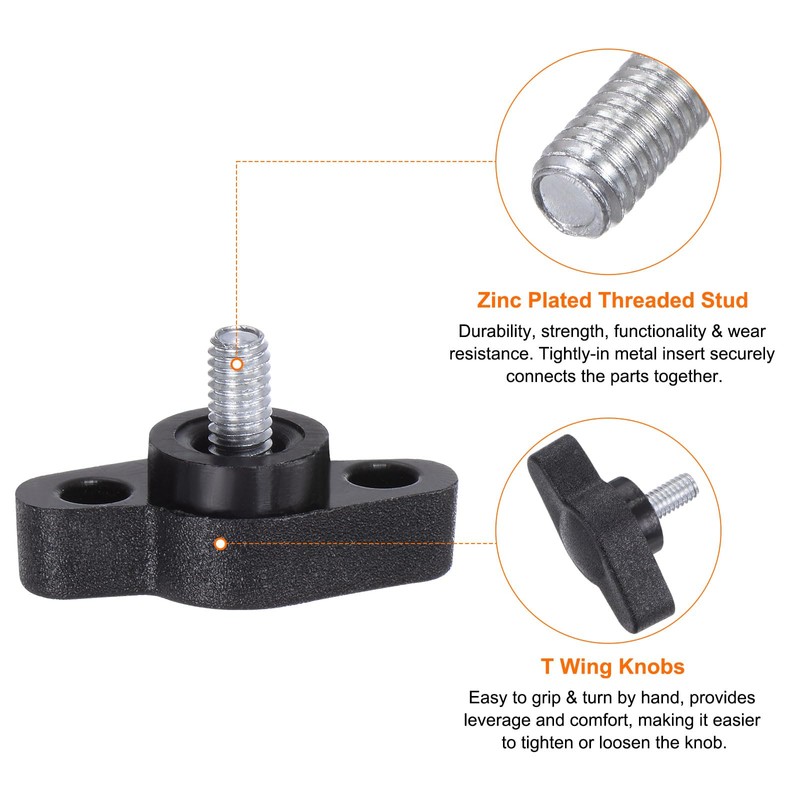 QUARKZMAN Pack of 20 T-piece wing knobs knurled screws M4