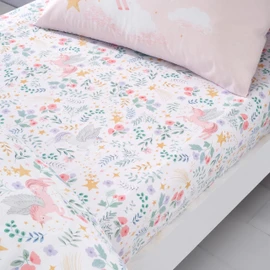 Catherine Lansfield Fairytale Unicorn Double Fitted Sheet White