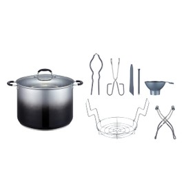 CONCORD 20 Quart Stainless Steel Canning Pot Set. Includes Canning Rack, Tongs, Jar Lifter, Funnel, Wrench, Lid Lifter, Mixer/Measurer (Induction Compatible)