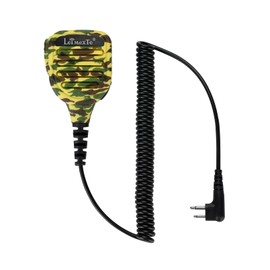 LEIMAXTE Two Way Radio Speaker Microphone compatible with Motorola CP200,GP300,CLS1110,CLS1410 Waterproof IP56 Walkie Talkie with PTT and 3.5mm Jack-Camouflage Yellow