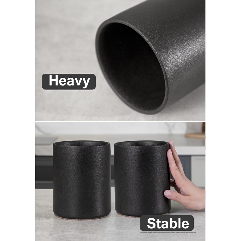 Nucookery Utensil Holder, 6.4" Ceramic Kitchen Utensil Holder with Countertop-Protection