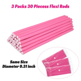 Royota 30PCS 9.45" Heatless Flexible Curling Rod, Skinny Small Flexi Rod Soft Twist Foam Hair Rollers for Tight Curl Women Girl Home Use Long and Short Hair (0.31 x 9.45 Inch, Pink#)