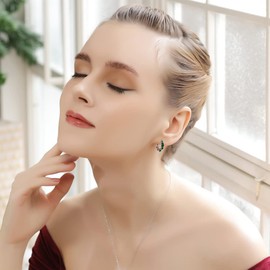 Sterling Silver Small Round Huggie 18mm Simulated Emerald Hoop Earrings for Women