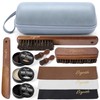 Evgoisle Leather shoe polish&shine kit, travel shoe care kit black&brown&neutral,shoe shine kit for men boots,horsehair shoe brush kit (Grey Blue)