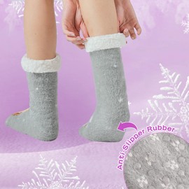 WOTENCE Slippers Socks Women's Wool Socks Winter Socks Soft Warm Cute Animal Winter Non-Slip Socks Women's Thermal Socks (Owl Grey