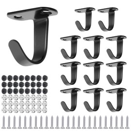 Niaciswe Ceiling Hooks Wall Mounted Pack of 12 Wall Mounted Ceiling Hooks Coat Hooks Wall Hooks Wall Hooks Black Key Hooks Coat Hooks Wall Hooks for Ceiling with 24 Screws