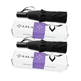 LILAC Umbrella Windproof Travel Umbrellas for Rain - Compact portable Easy Open Close, Durable heavy duty paraguas, Reflective Thread Design for Night Safety Men & Women 190T