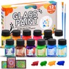 Glass Paints for Glass Painting,Transparent Glass Paint 30ml,12 Color
