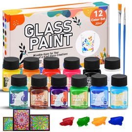 Glass Paints for Glass Painting,Transparent Glass Paint 30ml,12 Color