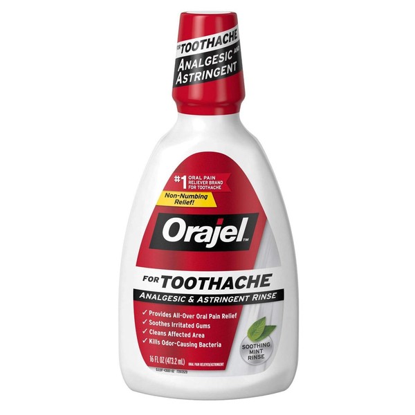 Orajel Soothing Toothache Rinse, Mint, 16 Fl.Oz
