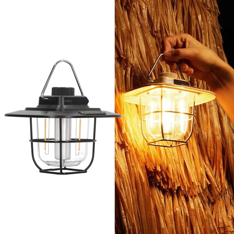 Camping Lantern Rechargeable Battery Powered Outdoor Potable Walking Tent Lamp
