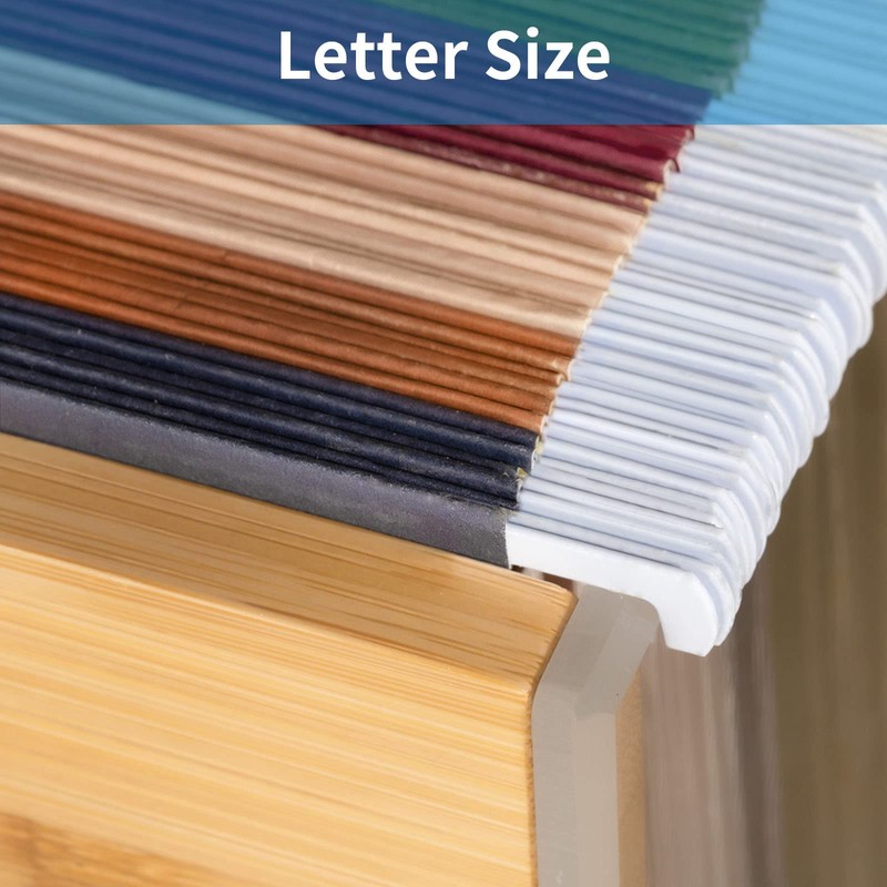 Sbanmao Clear Acrylic File Box Organizer, Bamboo Hanging Folder Storage