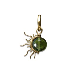 Sun Burst Mini- 14k Gold-Genuine Moldavite Mini Dainty Small Pendant, Bracelet Charm or Earrings - Tektite Celestial Jewelry With Certificate of Authenticity