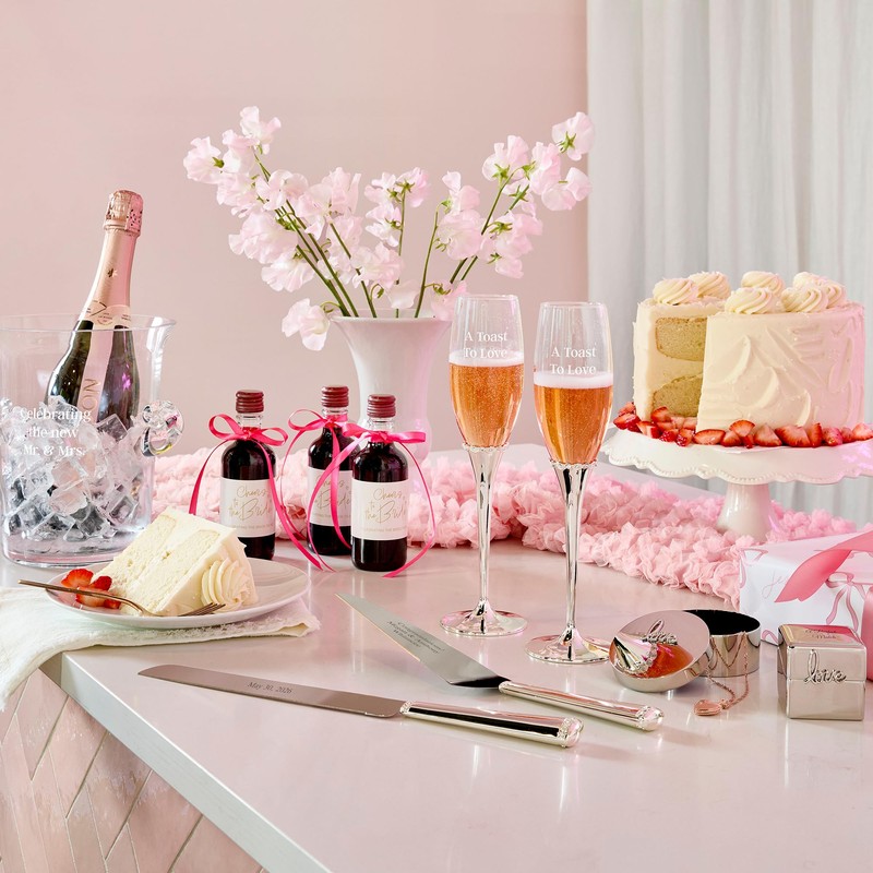 THINGS REMEMBERED Engraved Princess Silver Crystal-Band Champagne Flutes, Set of