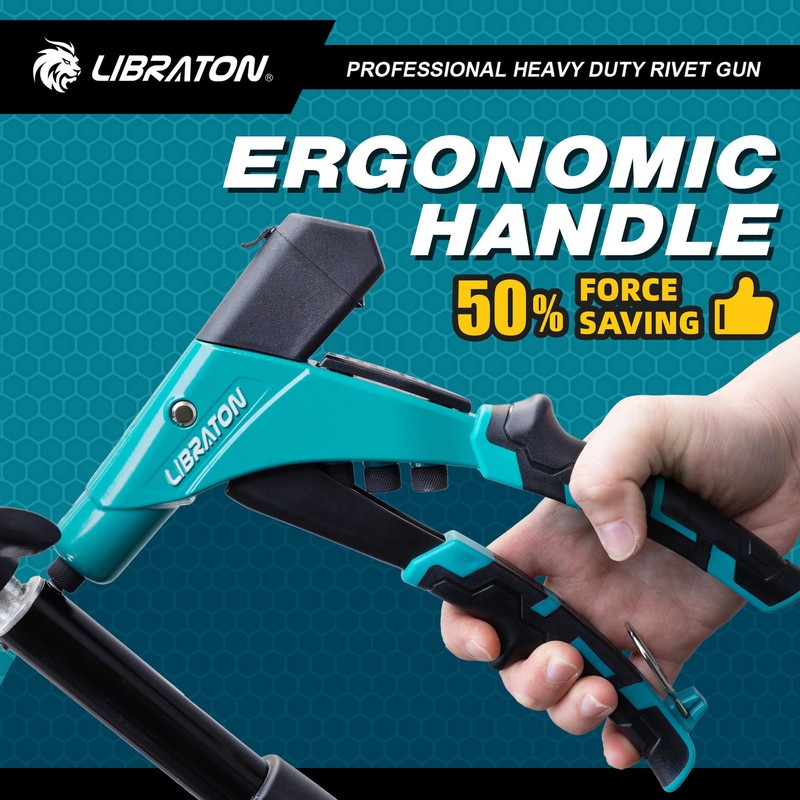 LIBRATON Professional Heavy Duty Rivet Gun, One-Handed Pop Rivet Gun