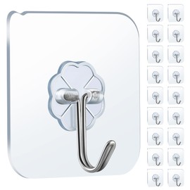 OFIYE Wall Hooks，22lb(Max) Hooks for Hanging, Waterproof and Rustproof Adhesive Hooks, Bathroom Kitchen Heavy Duty Self Adhesive Hooks (10)