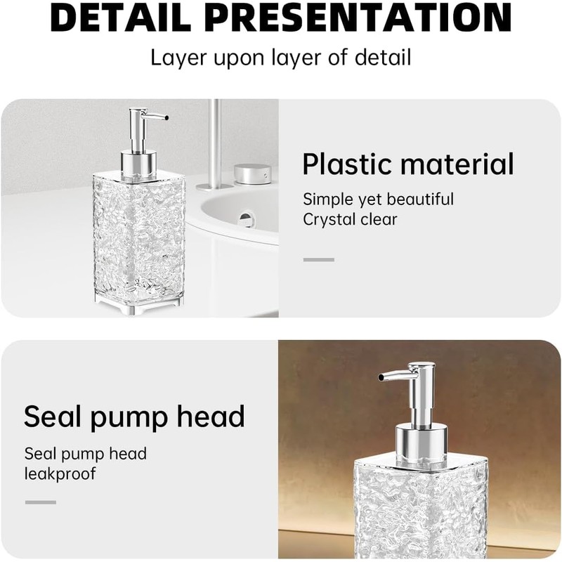13.5 Oz Translucent White Plastic Soap Dispenser with Rust-Proof Pump,