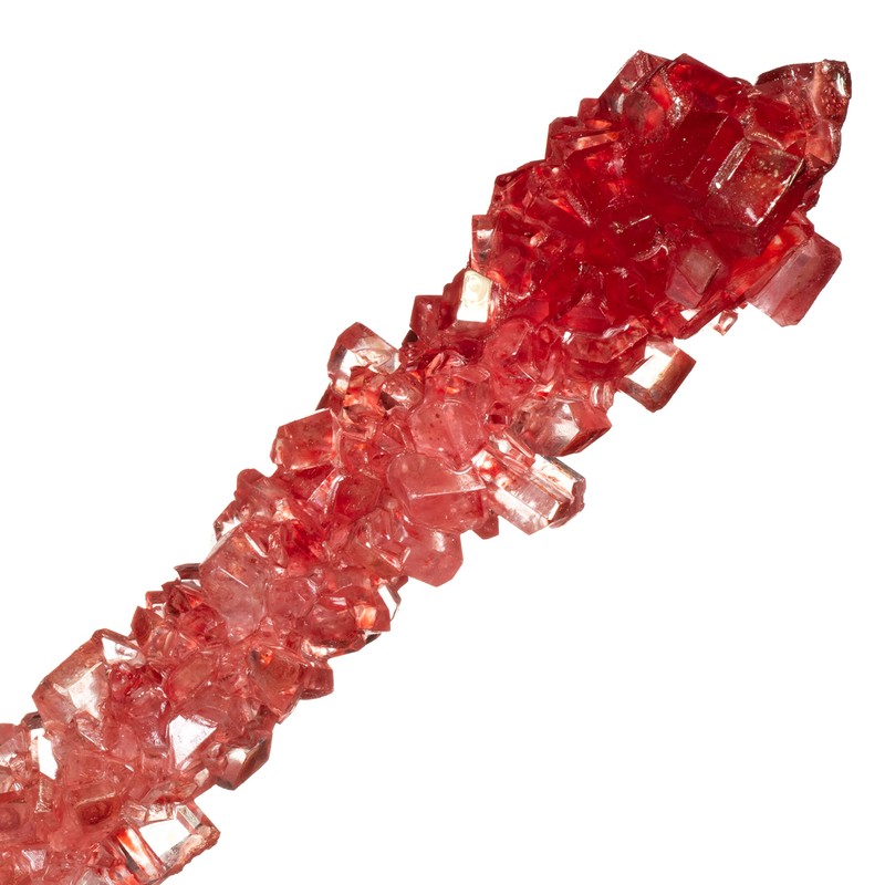 Red Rock Candy Sugar Sticks - Strawberry Flavored - 12