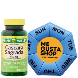 Spring Valley Cascara Sagrada Digestive Health Dietary Supplement 450 mg, 100 Count Pack of 01 Includes Pill Organizer