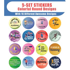 Creanoso Running is Fun Stickers (5 Sets X 16 Designs) – Sticker Card for Kids – Awesome Stocking Stuffers Gifts for Boys & Girls – Classroom Home Rewards Enticements