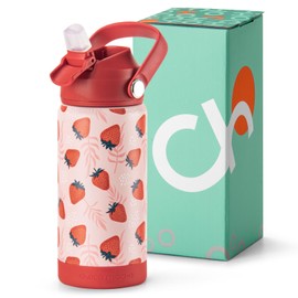 Choco Mocha Kids Water Bottle For School, Kids Insulated Water Bottle Stainless Steel for Girls, 14Oz Red Strawberry