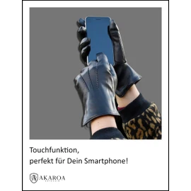 AKAROA ESTD 2019 Women's Ann Italian Sheepskin Leather Gloves, Touchscreen Function, 50% Cashmere & 50% Wool Knitted Lining, 4 Sizes (S - XL) (Ann) - black, size: m